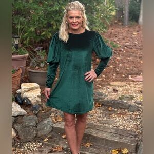 Green velvet dress great for the holidays